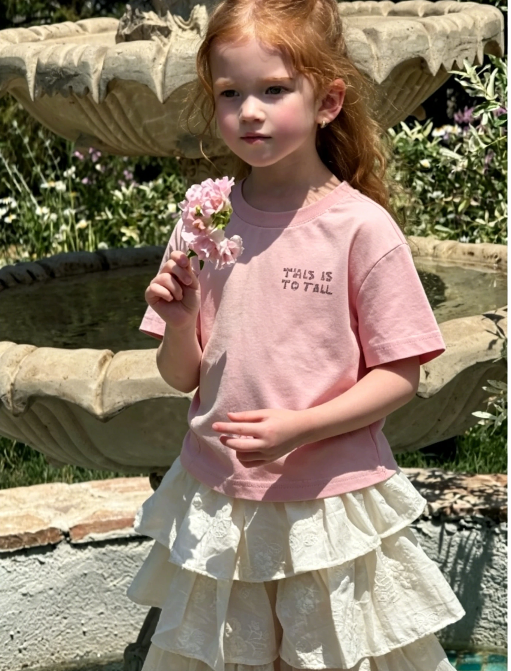 Childrens T-shirt 2026 Summer New Korean Boys and Girls Pink Letter-Print Short-Sleeved T-shirts Korean Fashion