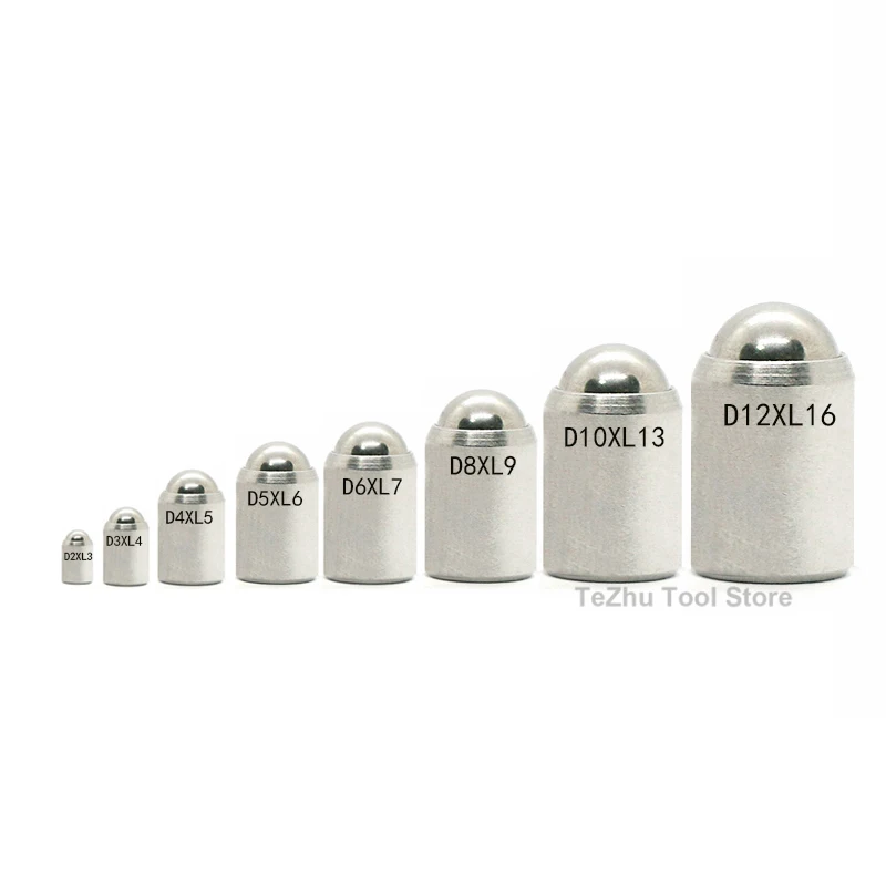 10pc M2-M8 Stainless Steel No Steps / Steps Steel Ball Head Fixed Spring Plunger Screw Positioning Glass Beads Unthreaded
