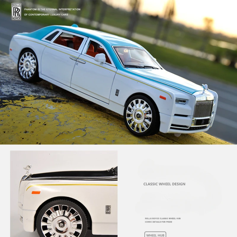 Luxury Diecast Rolls-Royce Phantom Car Model 1/20 Scale Sound and Light Collective Simulation Voiture Miniature Boy Toy Vehicles