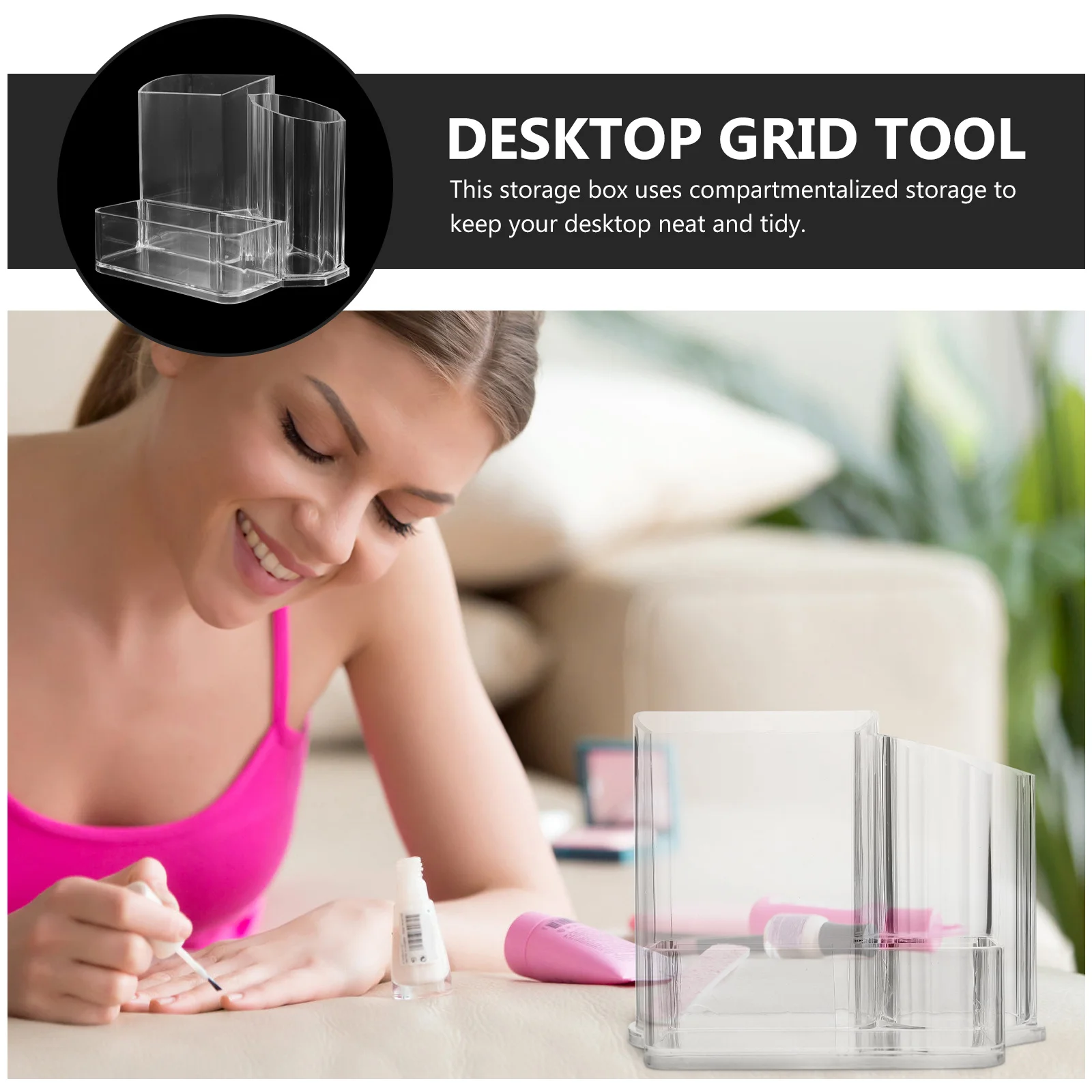 Nagel Werkzeug Lagerung Box Desktop Acryl Doppel Schicht Schleif Fall Maniküre Organizer Kosmetik Halter Multifunktionale Stift Pinsel