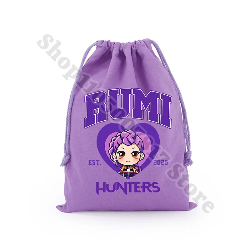 KPop شيطان الصيادين الاطفال الكرتون لطيف حقائب اليد أنيمي المطبوعة الرباط حقيبة الأطفال القطن كيس التخزين أكياس الهدايا الإبداعية 2025