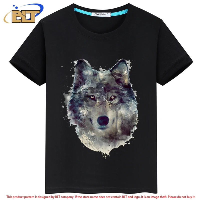 

Wolf Head Kids T-Shirt summer children's short-sleeved casual top for boys and girls