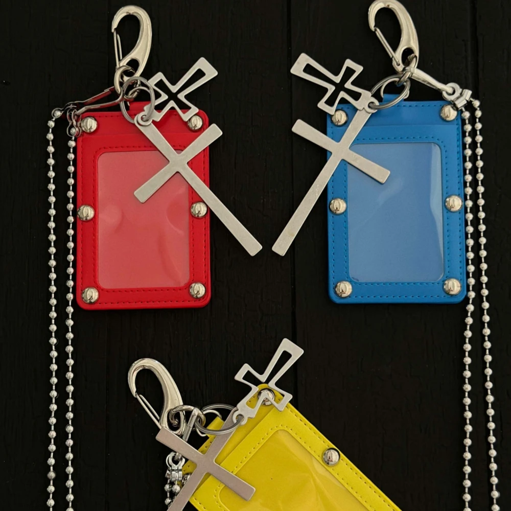 Multi Element Rivet Card Bag Cross Waist Ornament Retro Bag Pendant Y2k Subculture Necklace Accessory Access Card Storage