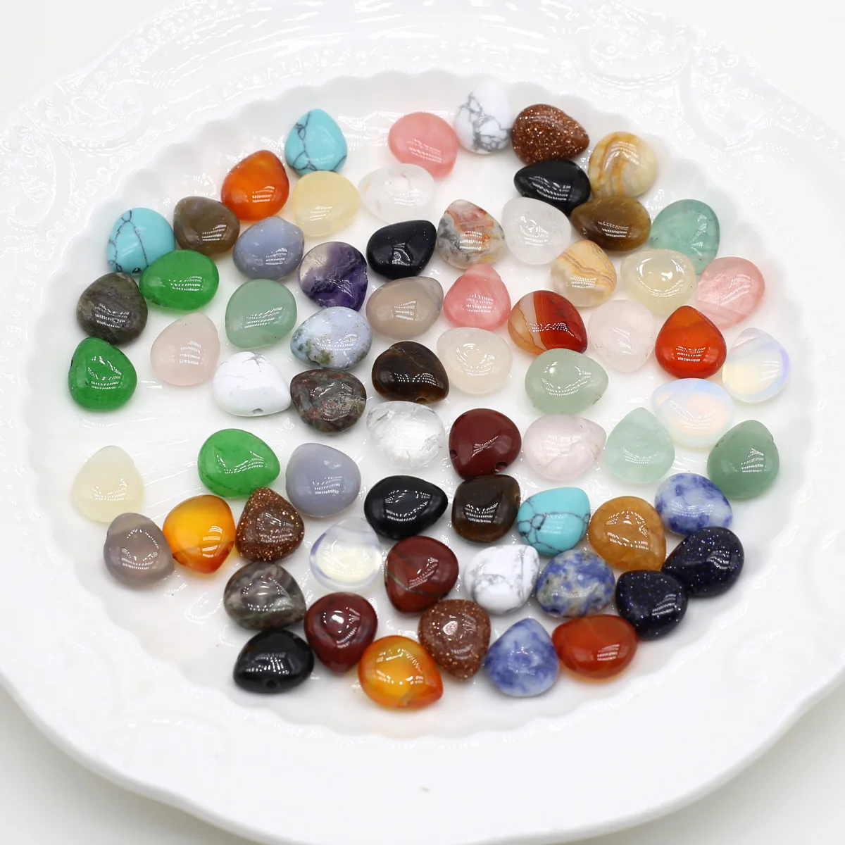 10PCS Natural Semi precious Stone Crystal Agate Polished Healing Gem Beads DIY Manufacturing Necklace Bracelet Jewelry Wholesale