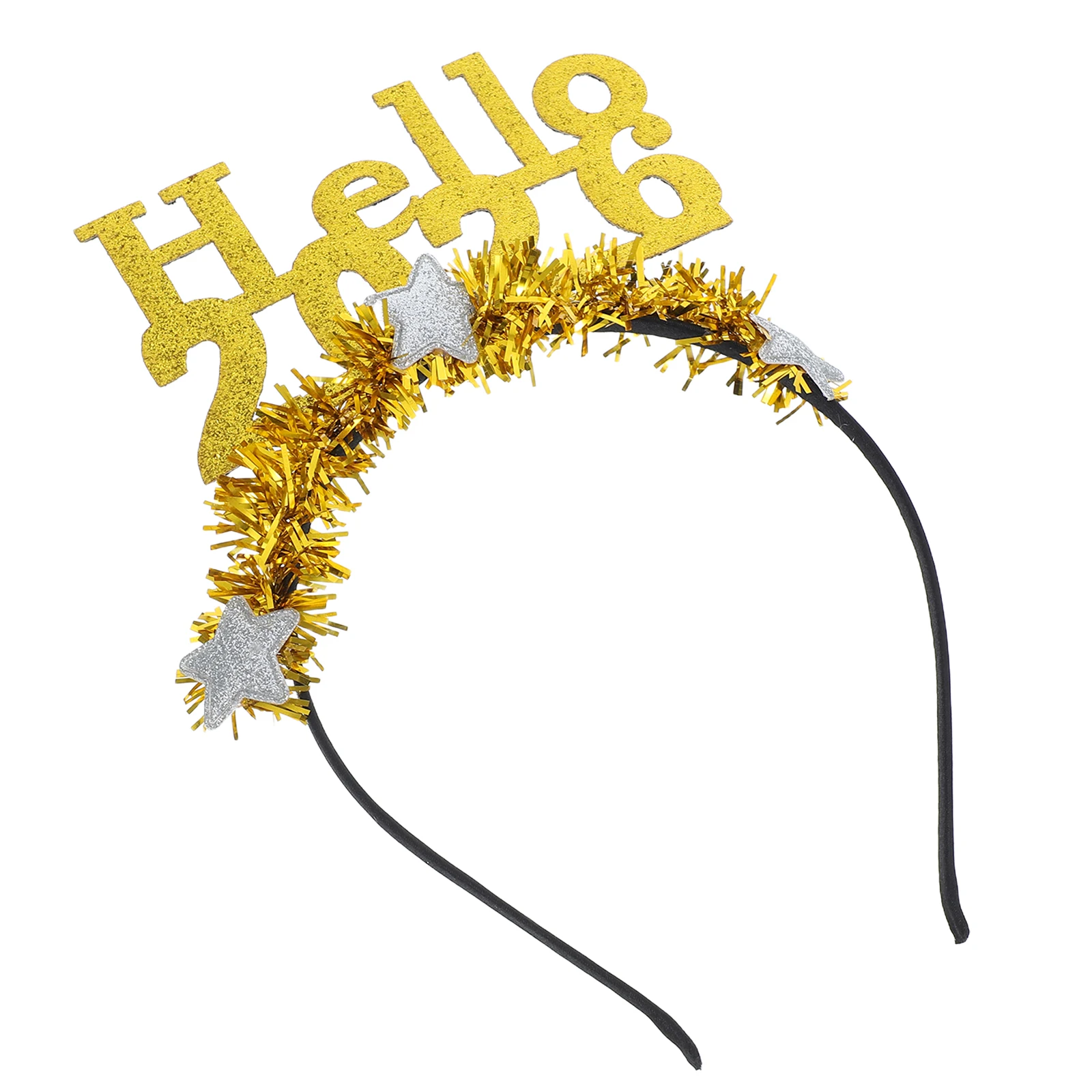 

Hello 2026 Tinsel Glitter Headband New Year Party Hair Accessories Nye Photo Booth Prop New Year's Hair Accessories