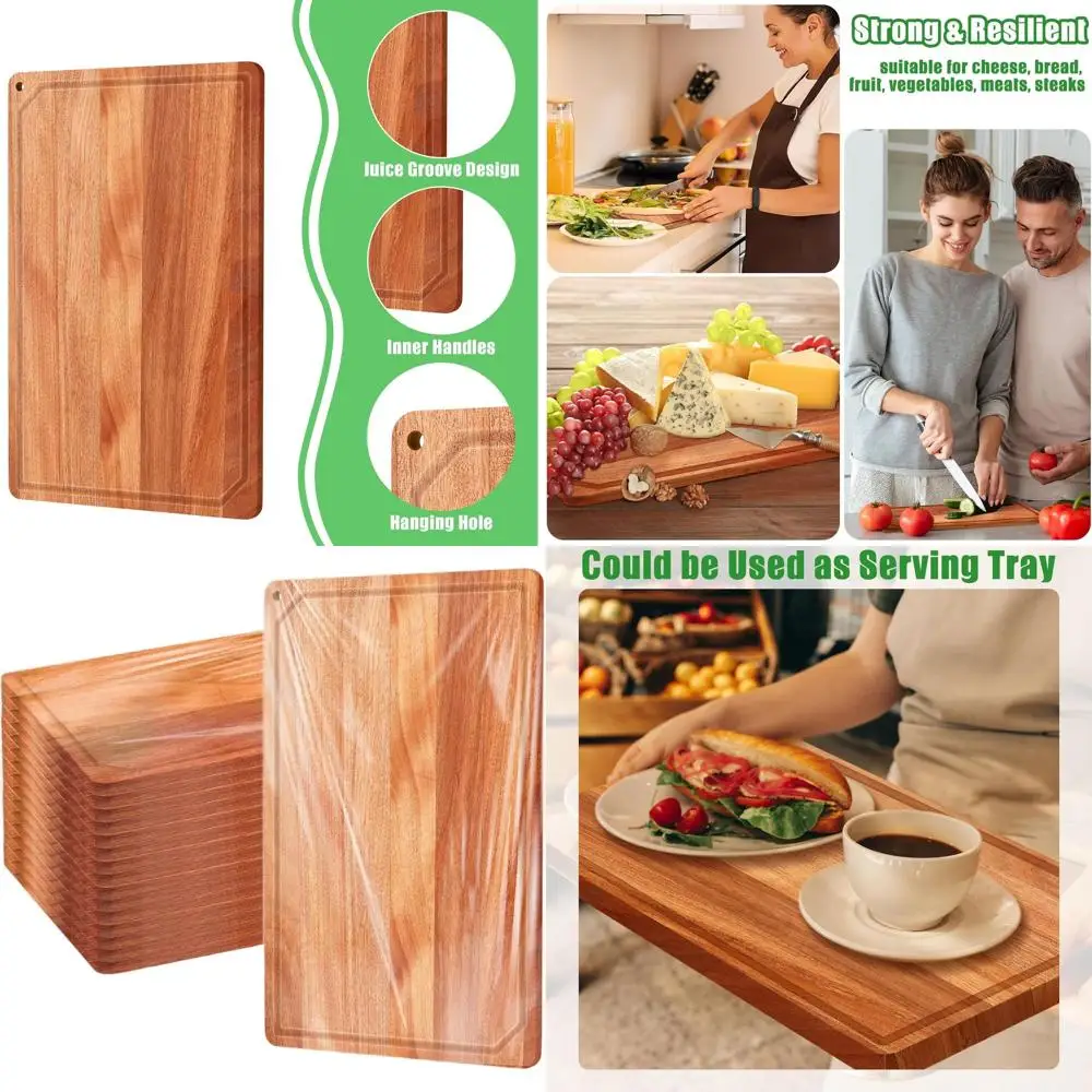 

Large Walnut Cutting Board Set with Juice Groove - Heavy Duty for Kitchen & Gifts