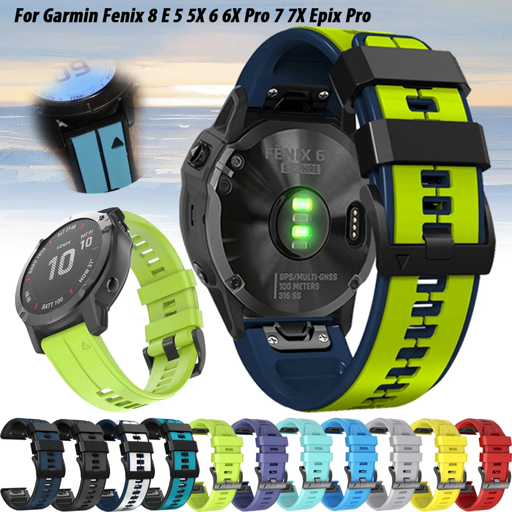 

Силиконовый ремешок 22/26 мм для Garmin Fenix 6X 6 Pro 7X 7 8X 8 Замените ремешок для умных часов с силиконовым Instinct 3 45 мм D2 bravo