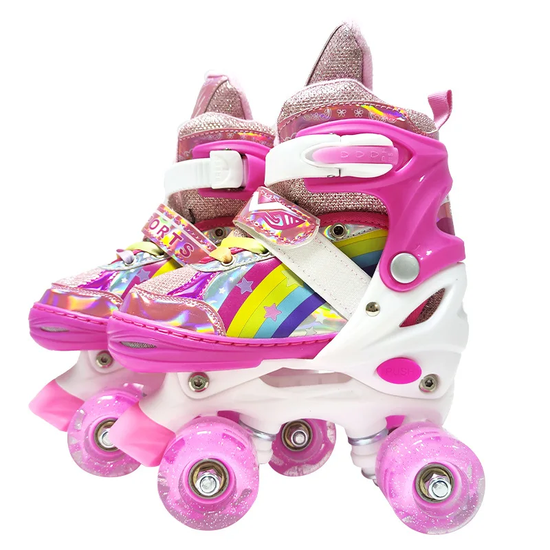 Four Wheels Kids Flying Roller Skates Children Shoes Cartoon Girls Sneakers Fashion Sports Casual Size S-M