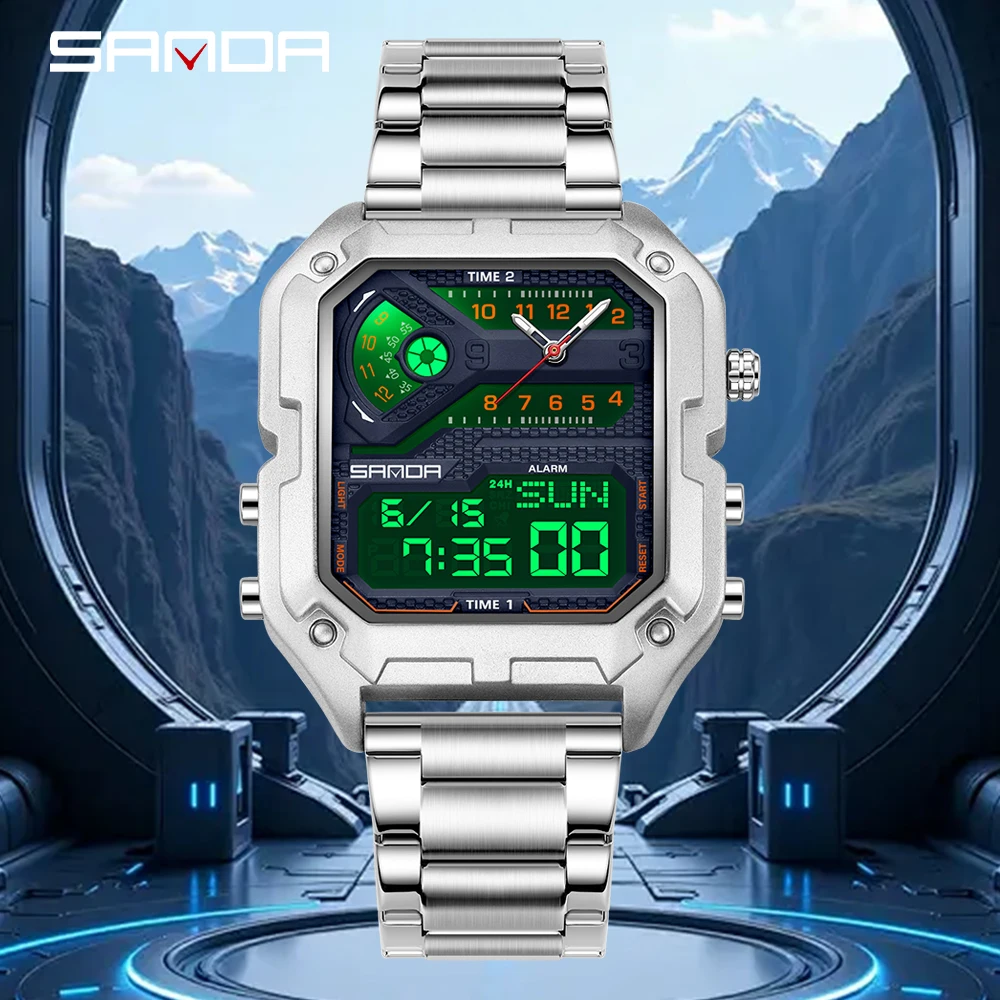 SANDA 6278 Brand Fashion Men's Electronic Watch Multifunction Alarm Clock Luminous Calendar Sports Digital Watches for Man 2026