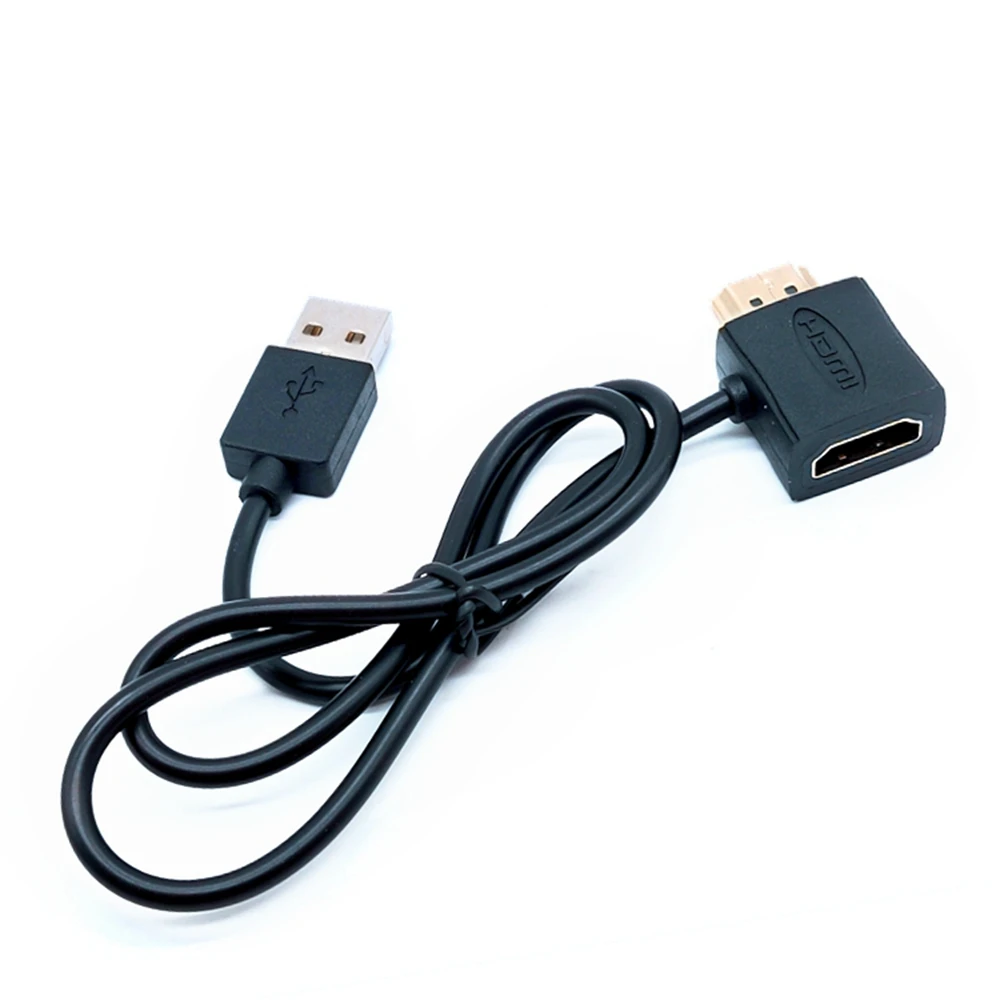 Cabezal adaptador HDMI macho a hembra con USB hembra auxiliar, convertidor de fuente de alimentación mejorada, cable de datos de alta definición