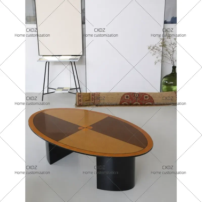 Medieval Style Solid Wood Coffee Table Color Matching Living Room Furniture Small Apartment Household Tea Table Creative