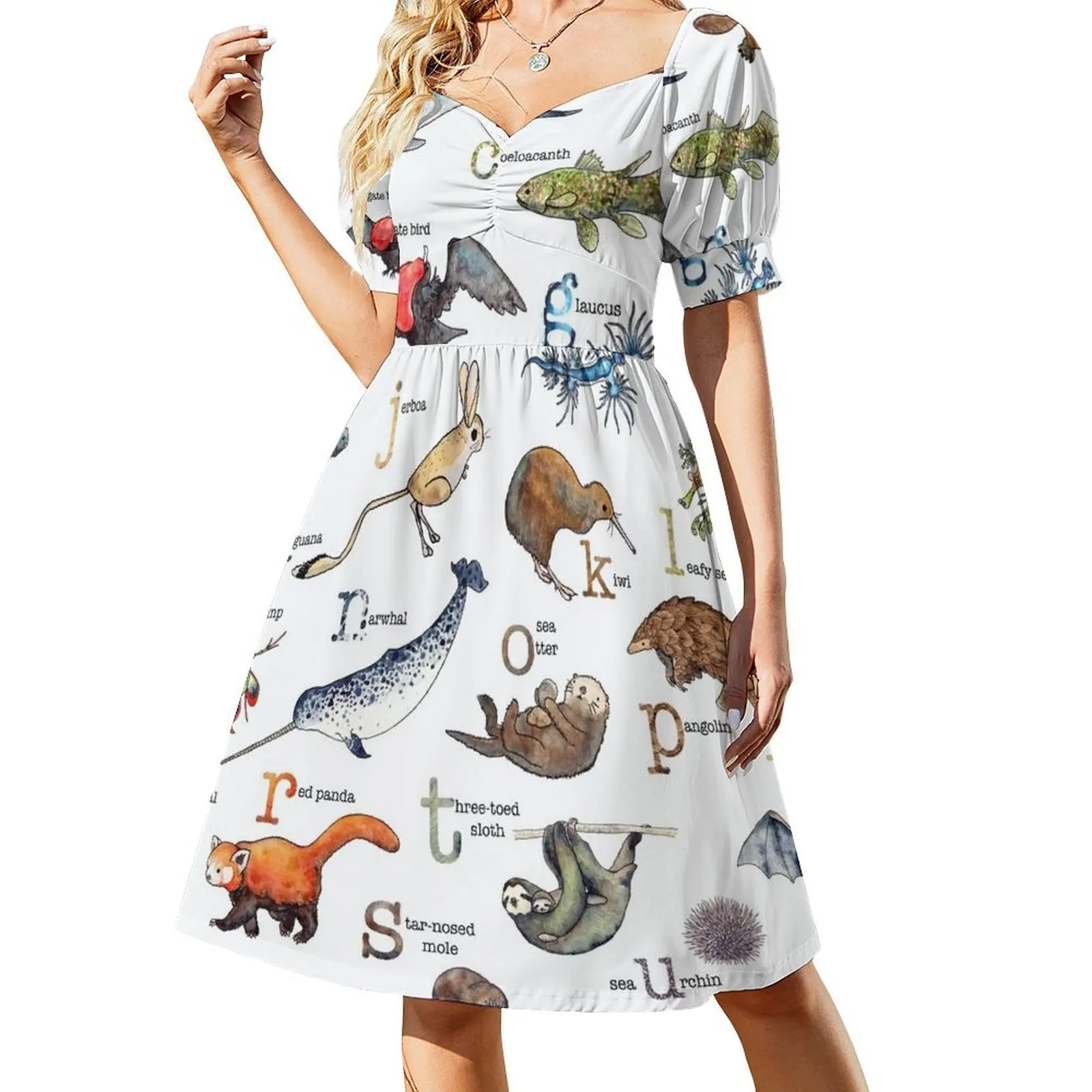 

A to Z of Amazing Animals Short-Sleeved Dress womans clothing dresses summer woman 2025 dresses summer Summer women's clothing