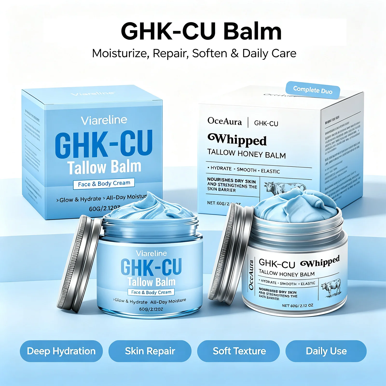 Peptide Neck Cream - Copper Peptide Blue GHK-CU Tallow Cream