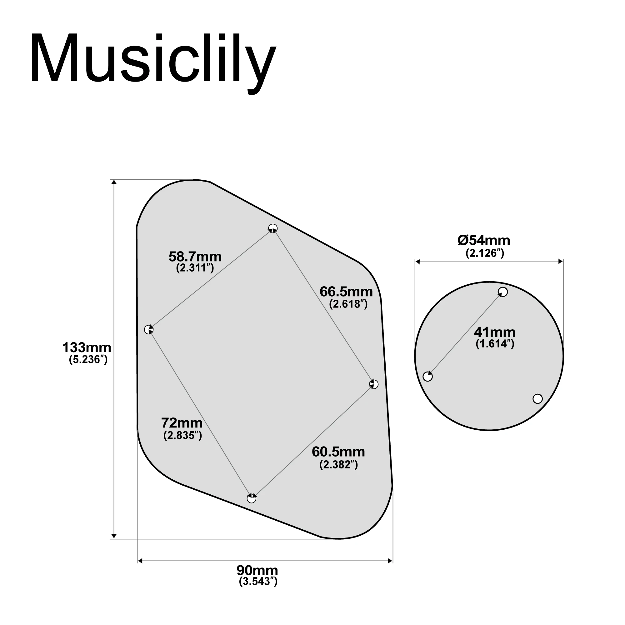 Musiclily Pro Lp Backplate En Switch Cover Set Compatibel Met Usa Lp Stijl