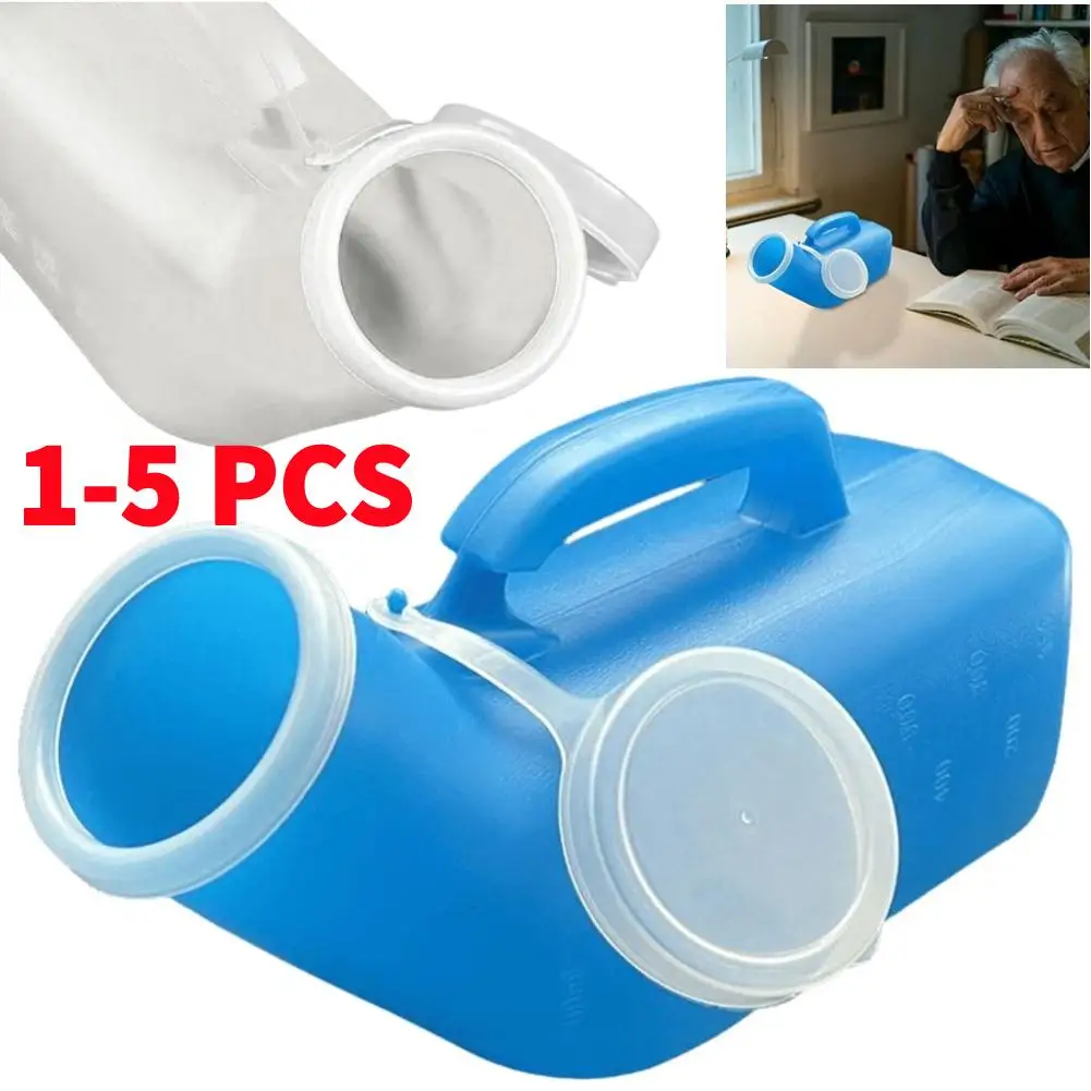 Urinario masculino de 1200ml, botella de plástico grueso a prueba de derrames con tapa, contenedor para orinar, urinario masculino, 1-6 uds.