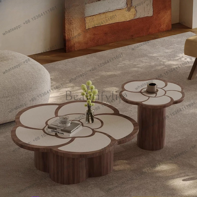 

French petal coffee table living room home retro special-shaped coffee table