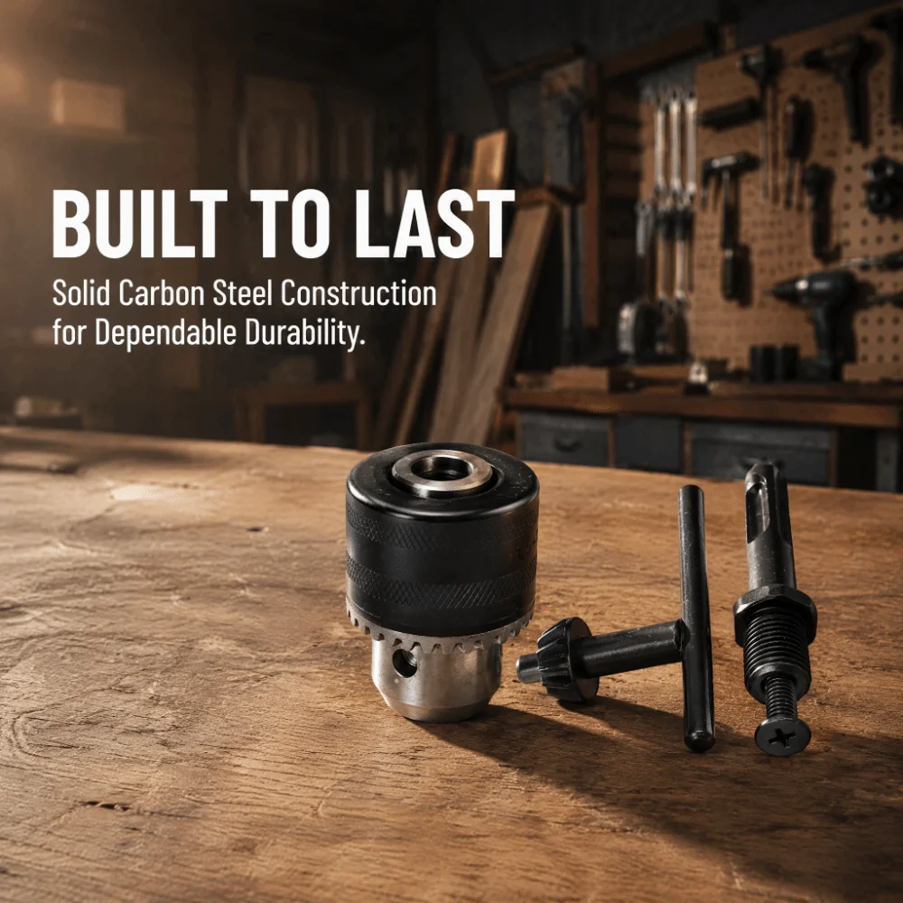 Carbon Steel Keyed Drill Chuck 1.5-13mm Capacity SDS Plus Connection Quick Change Drill Chuck Keyed Locking System 3 Jaw Design