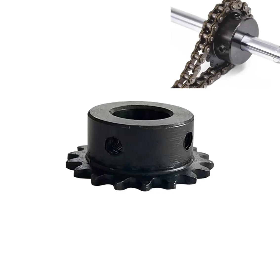 1Pcs Industrial Chain Wheel Gear 45 # Steel 2 Minutes 04C Finished Hole Chain Wheel Screw Hole Black Rust Proof 19Teeth -24Teeth