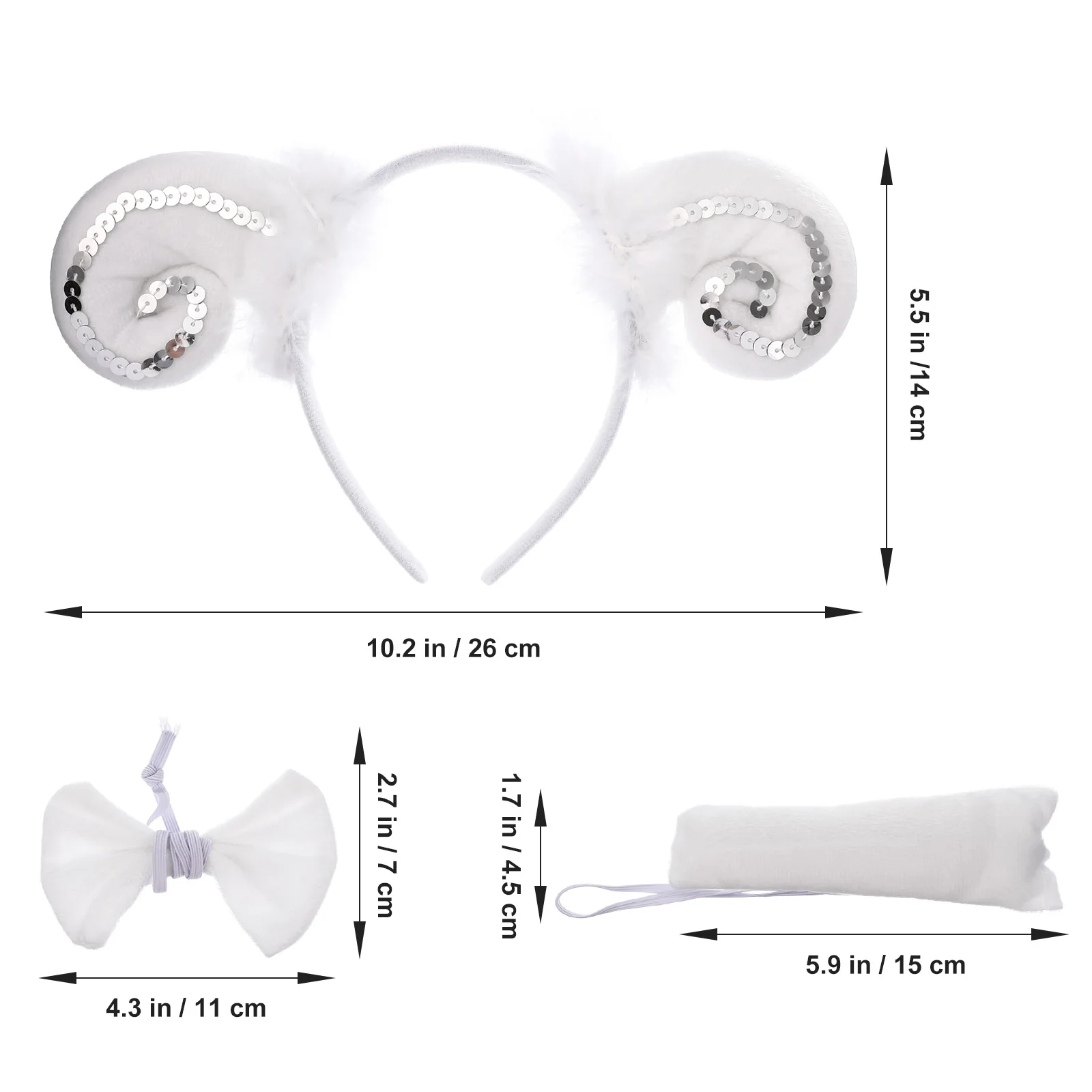 

Sheep Costume Set Ears Headb Tail Durable Material Fun Design Photo Props Casual Wear Dress Up Outfits Birthday Cosplay Party