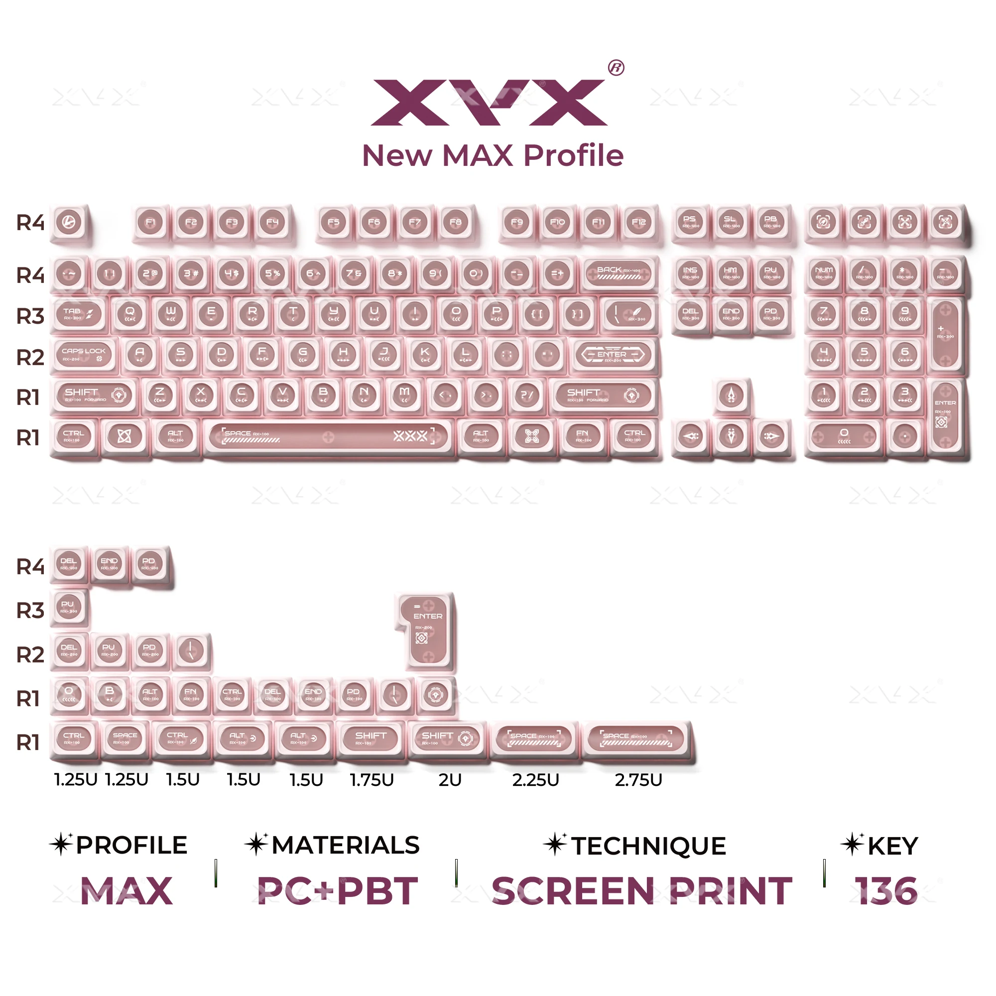 XVX ブラック シースルー キーキャップ 136キー