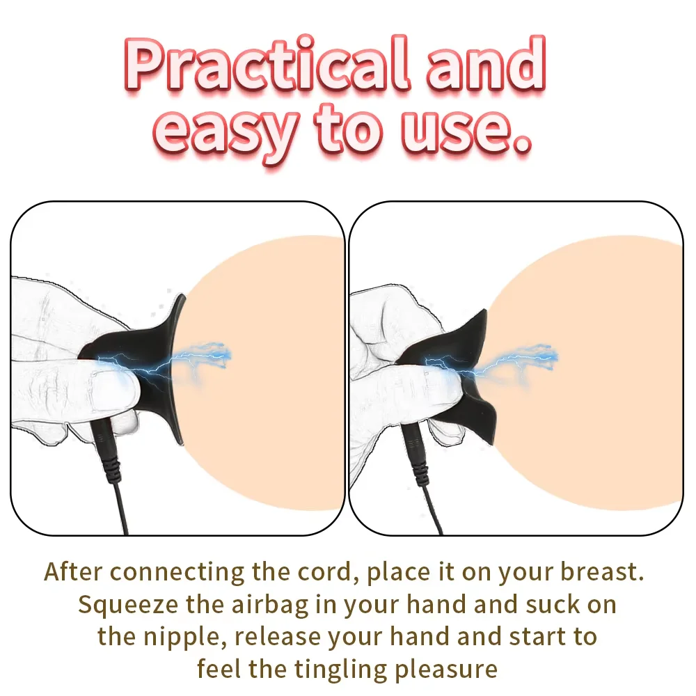 Electric Shock Pulse Nipple Clamps Sucking Cups 8 Modes E-Stim Breast Massager with Wireless Remote Controller BDSM Sex Toys view 2