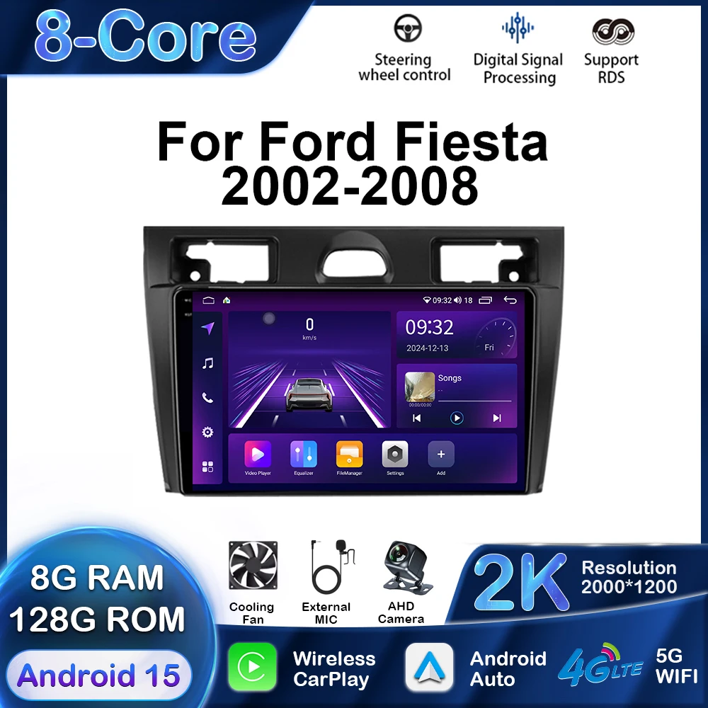 

Android Screen For Ford Fiesta Mk VI 5 Mk5 2002 - 2008 Car Radio Multimedia Video Player Navigation GPS Auto Carplay Stereo DSP