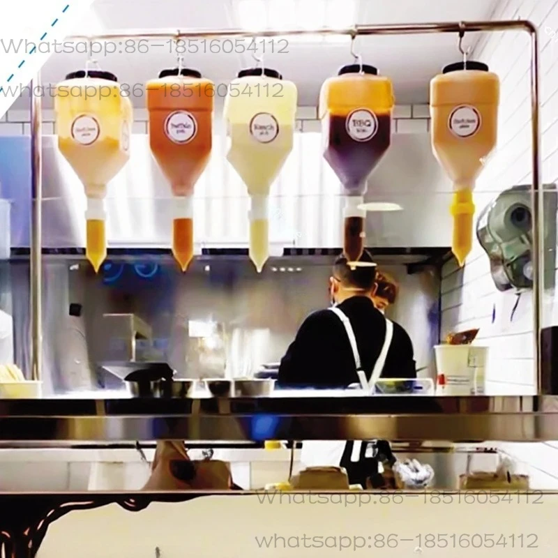 5.5L Sauce Bottle Squeeze Bottle Hanging Sauce Dispenser Large Diameter Squeeze Bottle Hanging Sauce Dispenser