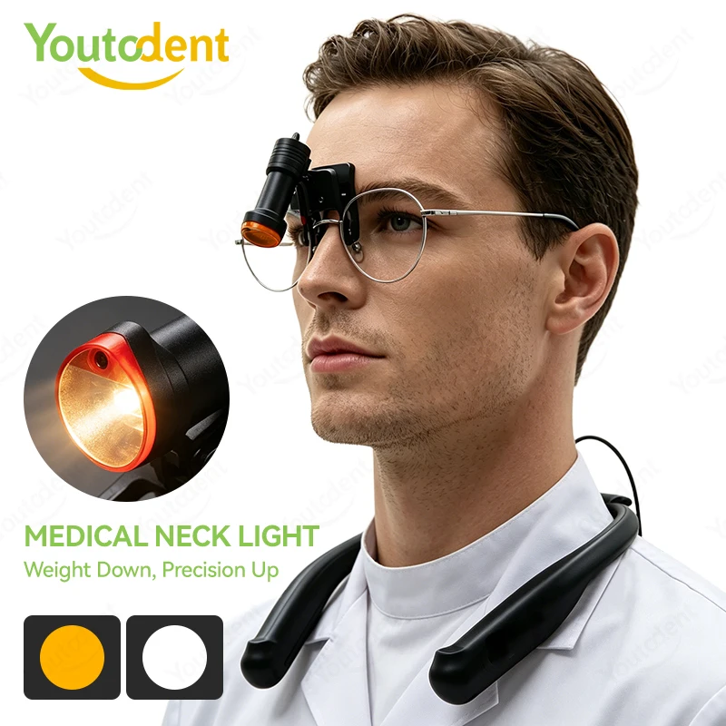 Neck Worn Dental LED Headlight Lightweight Medical Neck Light Clip-on Head Lamp For Dental Loupes Oral Surgery Examination view 2
