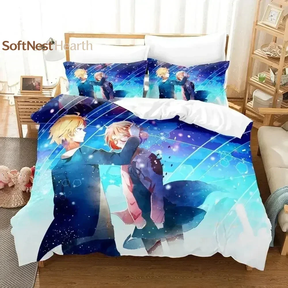 2026 New Beyond The Boundary Bedding Set Cartoon Anime Three-piece Set Adult Kid Bedroom Duvet Cover Sets 3D Kawaii Girl Home Te
