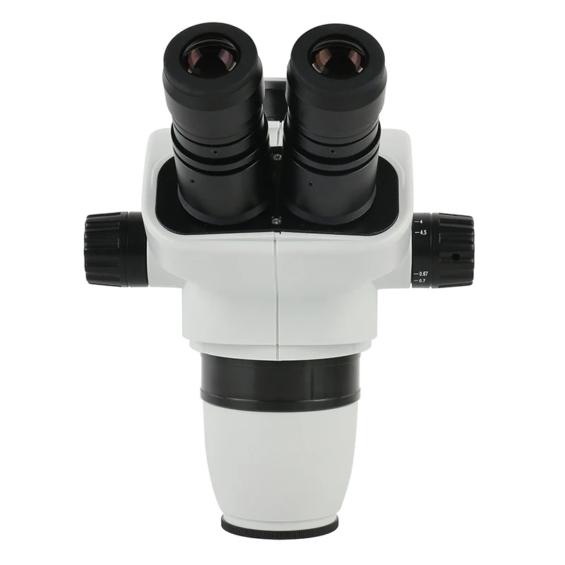 Imagem -03 - Microscópio Estereofónico Trinocular do Simul-foco Cabeça do Corpo Ocular Largo do Campo para Ensinar Testes Industriais 6.7x 45x Wf10x 22 mm