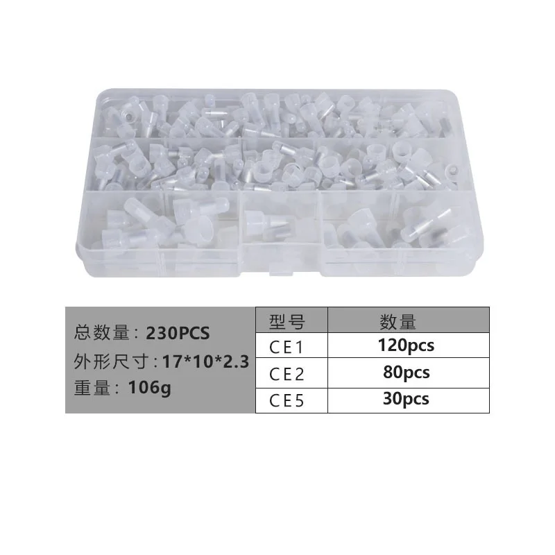 Caja de juego de tapas de engarzado de nailon para pezones CE, 230 Uds./340 Uds./500 Uds., conectores de cable, terminales cerrados