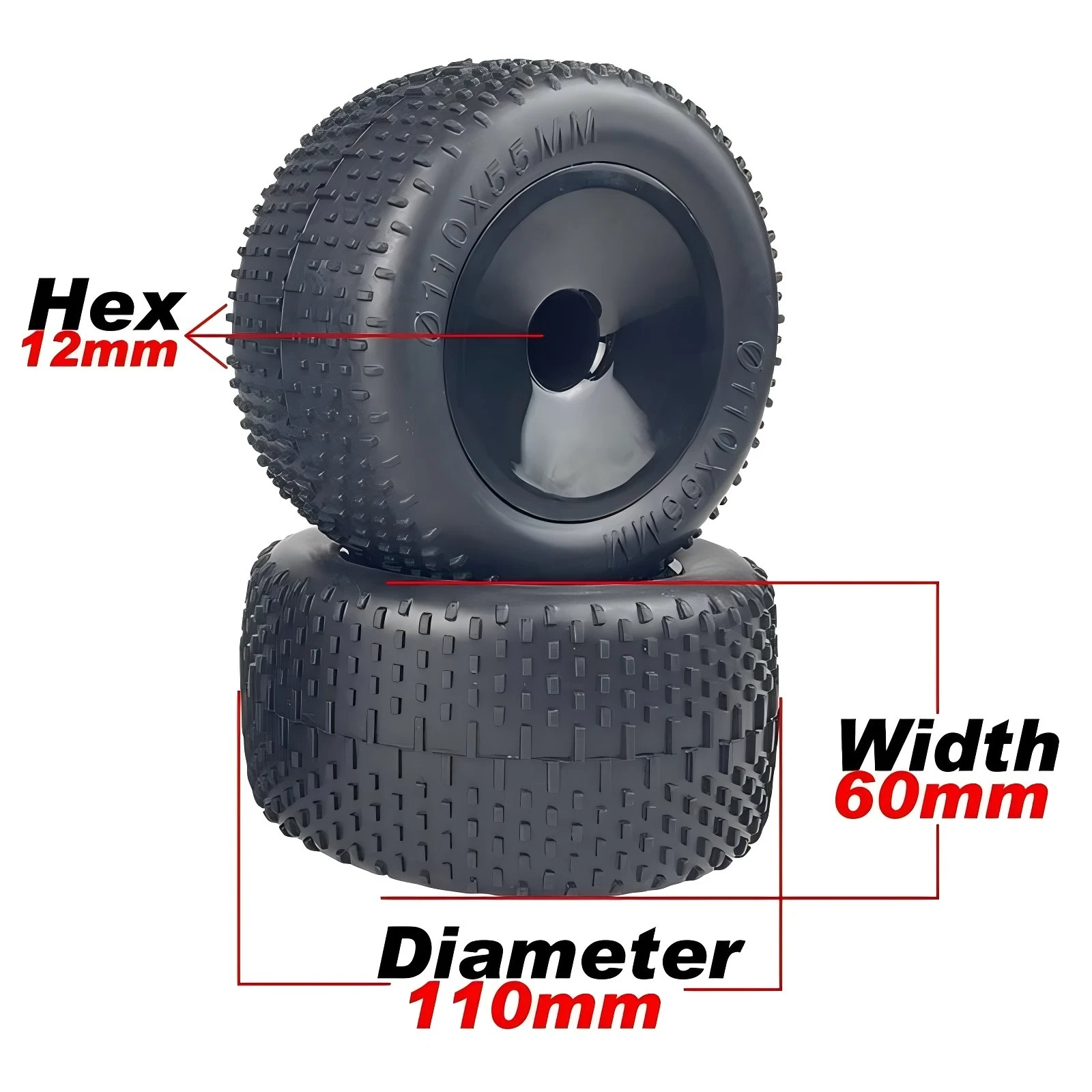 RC Car Wheel Tyres 120mm Diameter 120mm 10138 &10211 Wheel Complete 2Sets Fit For VRX 1/10 Scale RC Cars RC Trucks