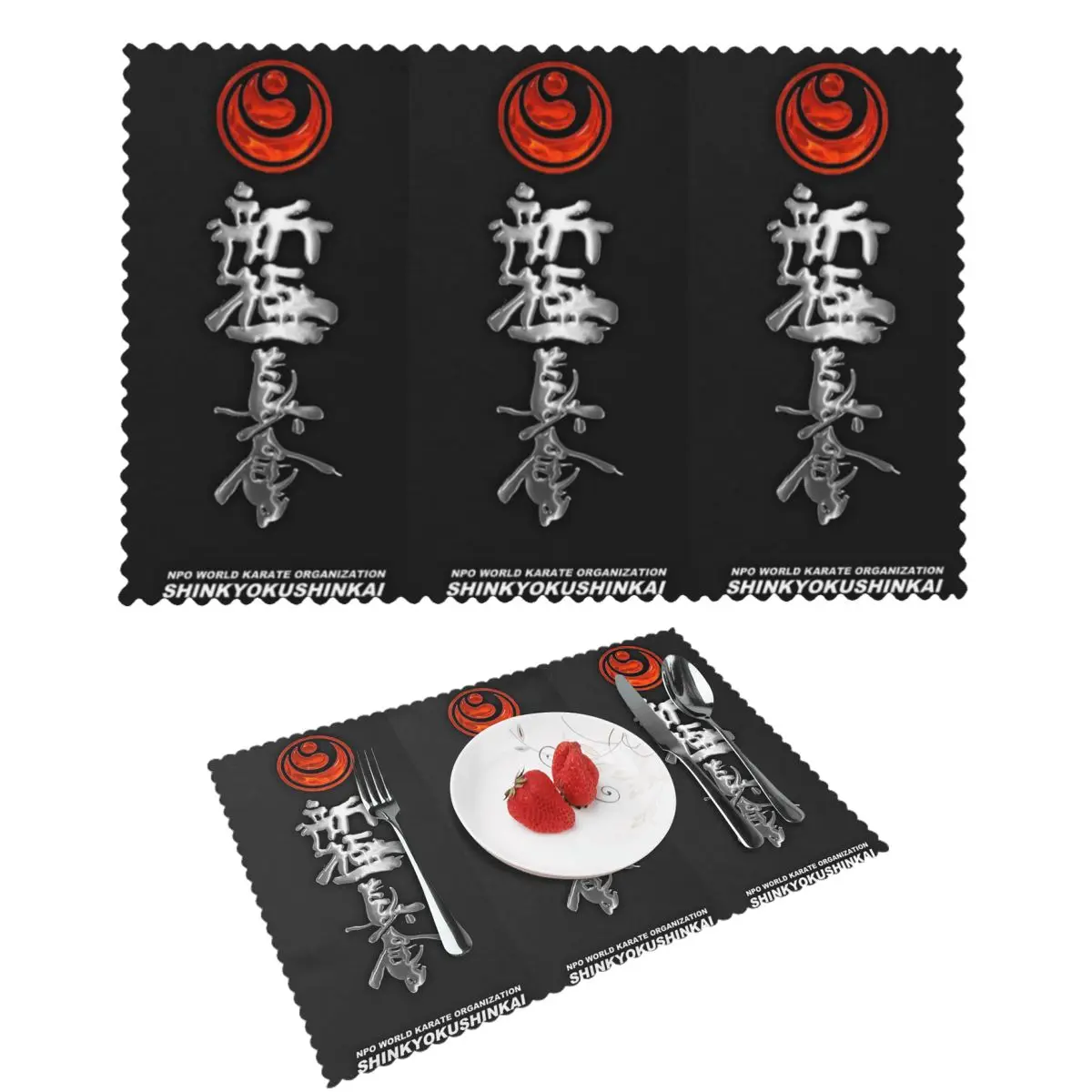 Kyokushin Karate Bushido Values Placemat Non-Slip Plate Mat for Dining Table Bowl Coaster Home Decor Absorbent Mats