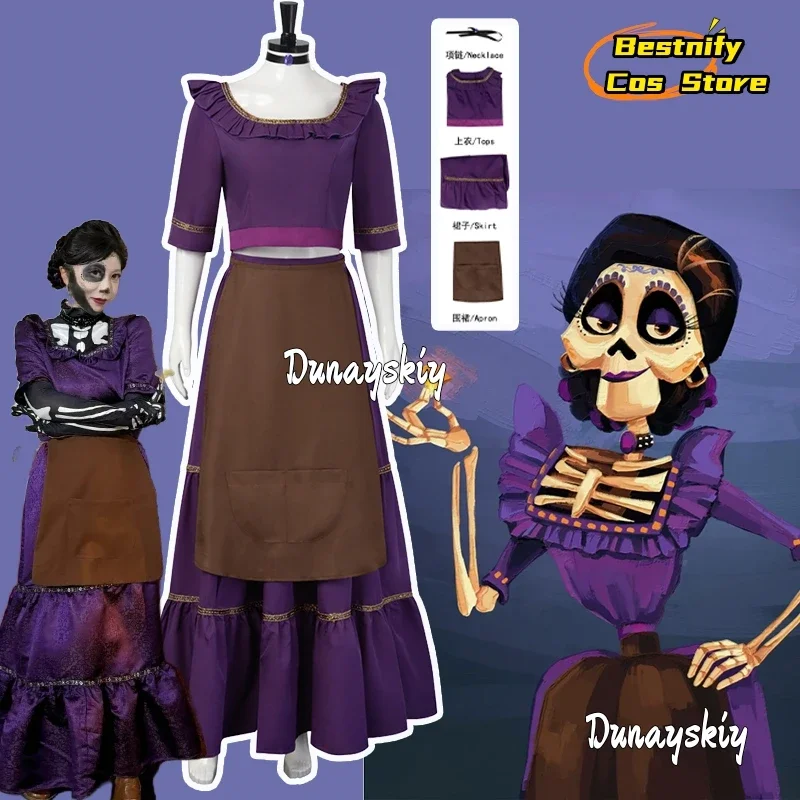 

Косплей фильм аниме CoCo Mama Imelda osplay костюм женские шелковистые длинные юбки Хэллоуин сценические костюмы ролевые игры одежда