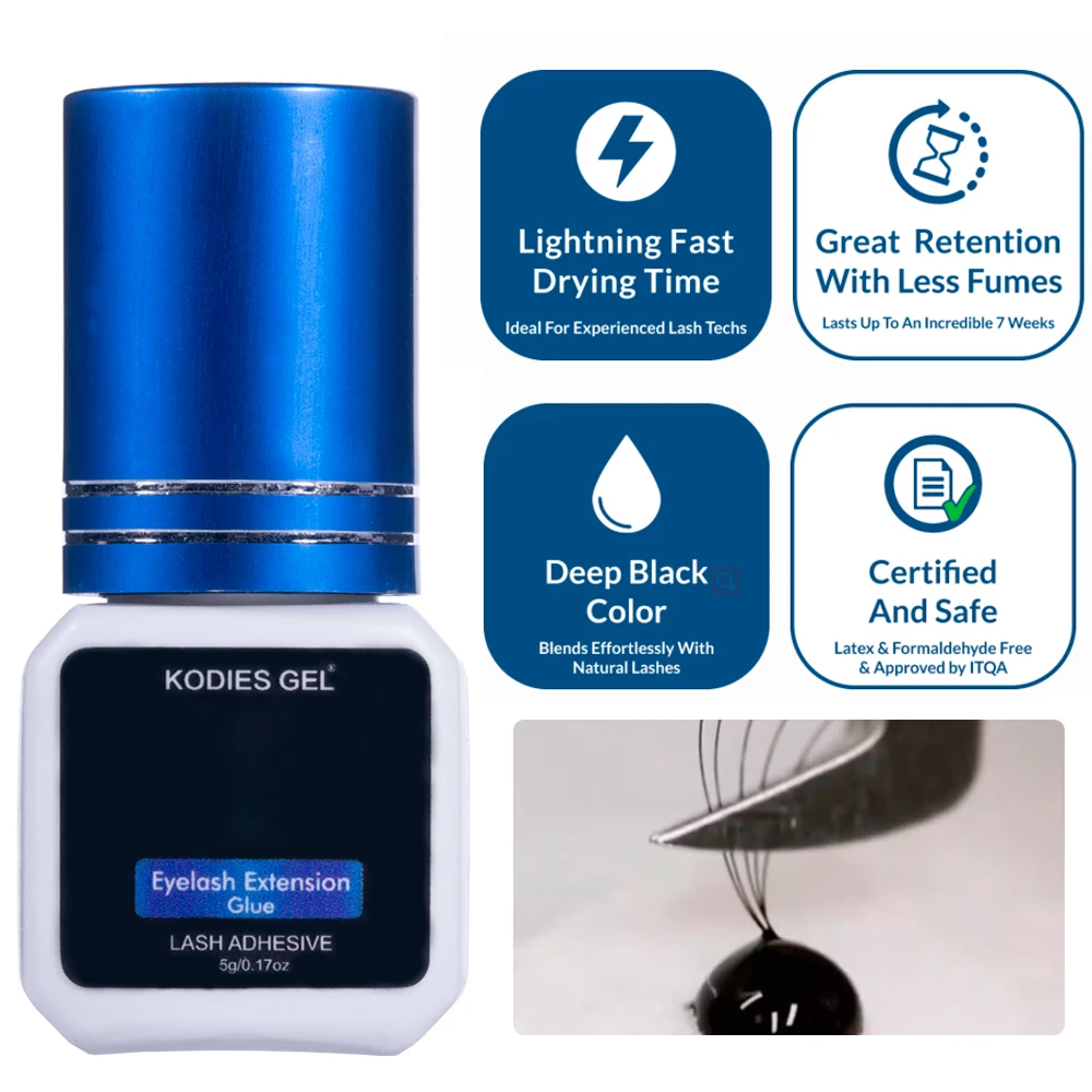 KODIES GEL-Cola Extensão Cílios Falsos, Extra Forte, Eye Lash Glue, Adesivos Creme Removedor, Maquiagem Acessórios Suprimentos, 2 pcs