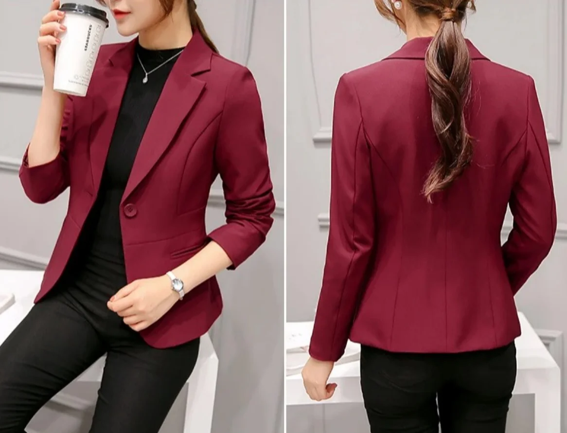 2026 New Formal Slim Office Small Blazers Ladies Elegant Temperament Professional Wear Suit Jacket Solid Single Button Blazer