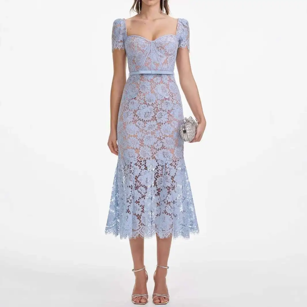 Luxus Aushöhlen Lange Spitze Kleider Frauen Sommer Sexy Haken Häkeln Stickerei Blume Solide Backless Hochzeit Abend Vestidos