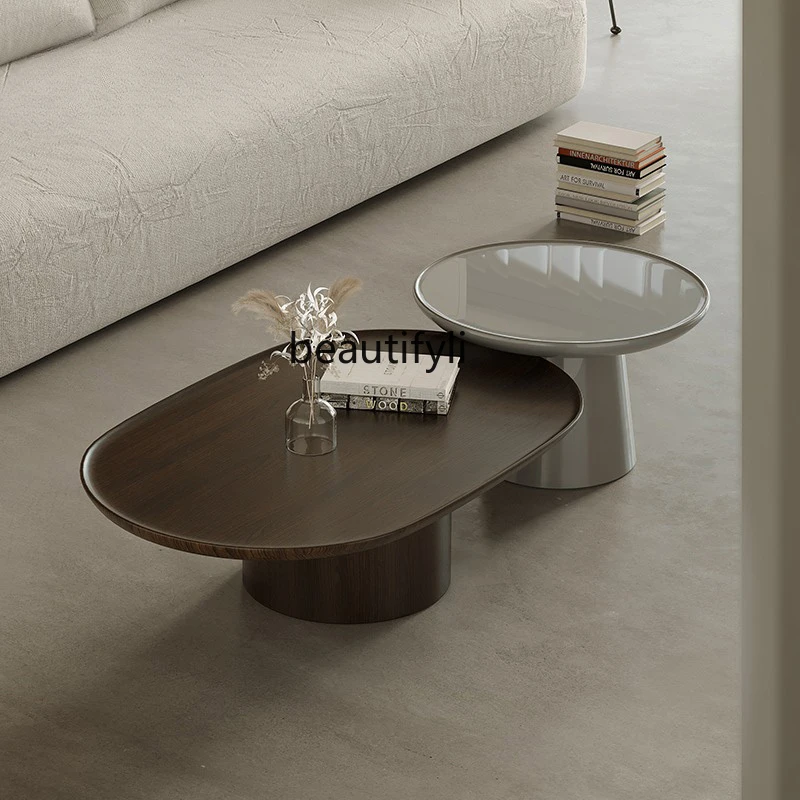 Oval Coffee Table Quiet Style High-Grade Living Room Designer Model Modern Minimalist