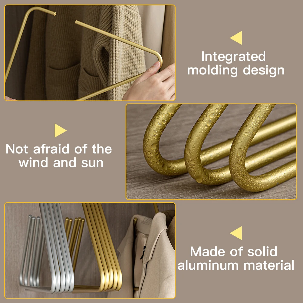5 grucce triangolari in metallo in alluminio massiccio per cappotti, pantaloni, sciarpe, stendibiancheria, scaffali per guardaroba