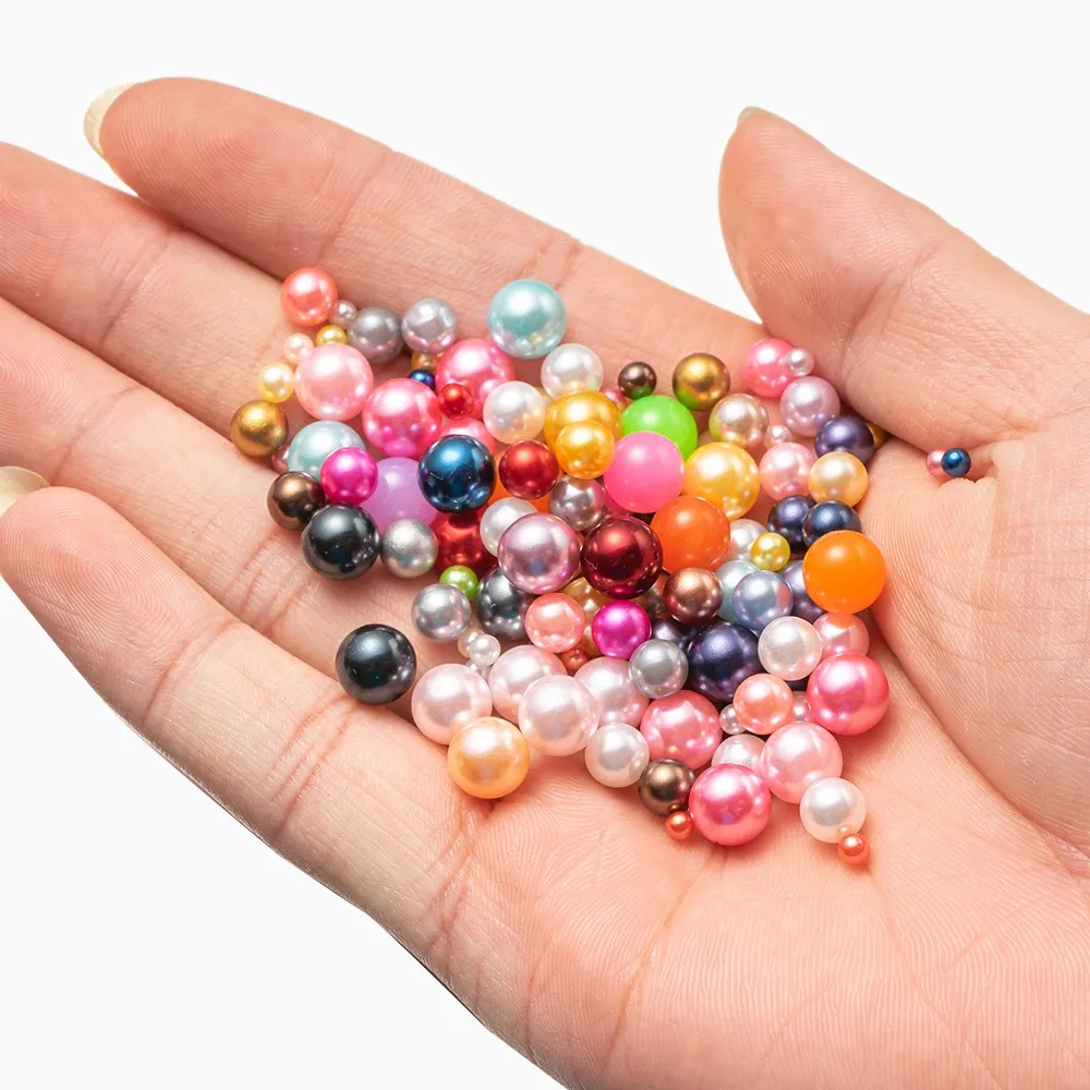 100-1000Pcs Imitation Pearls Without Hole Round Beads DIY Jewelry Making Findings Bracelets Necklaces Crafts Accessories