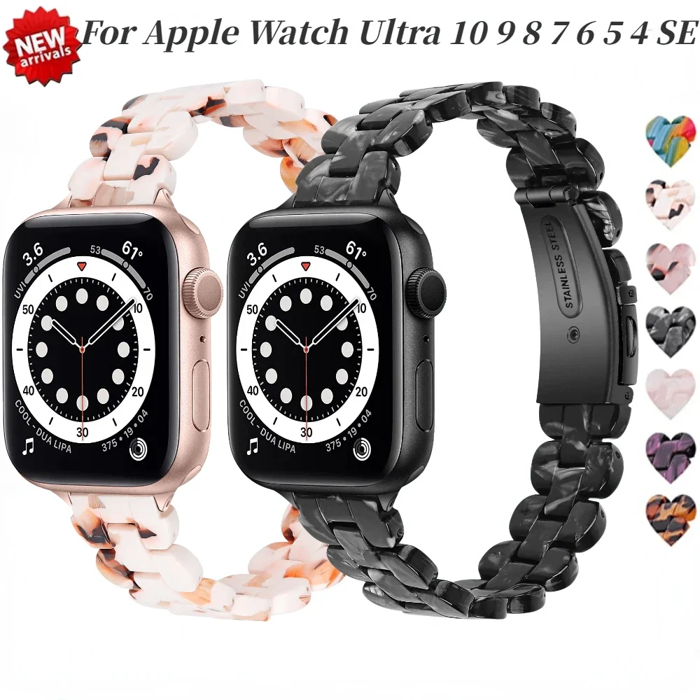 

Тонкий полимерный ремешок для Apple Watch Band 46 мм 42 мм 45 мм 41 мм 44 мм 40 мм Женский ремешок-браслет для iWatch 10 9 8 7 6 5 4 SE Correa