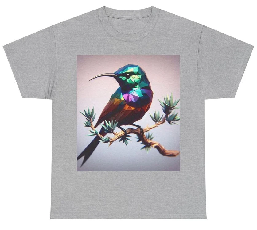 Low Poly Style Songbird Sitting On A Branch Anime Graphic T-shirts For Men Clothing Women Tees High Quality 100%Cotton