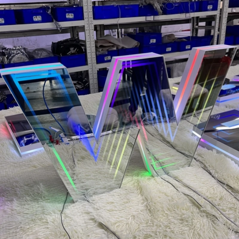 Manufacturer's 3D Infinity Mirror Acrylic Letters LED Light Source for Office Advertising view 2