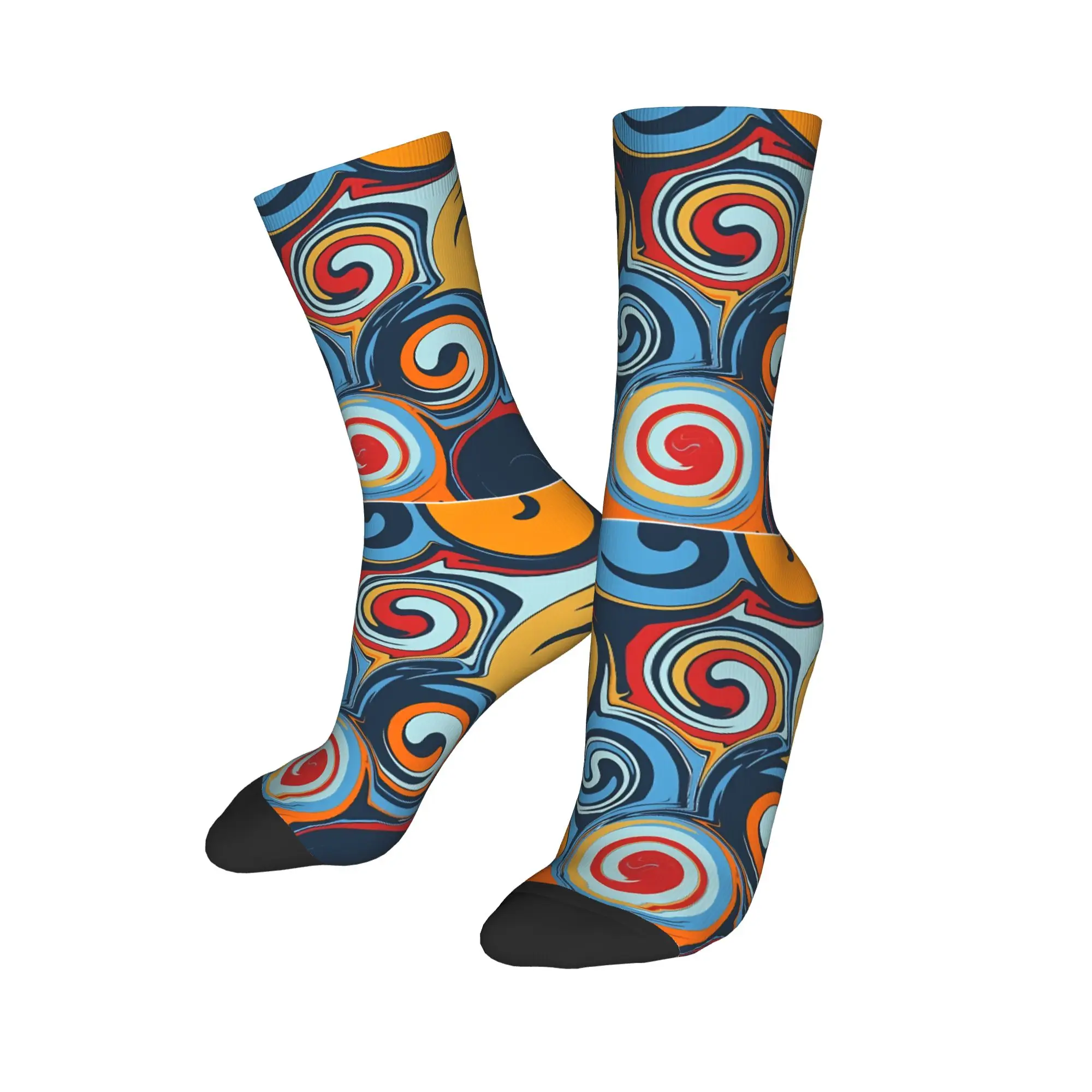 اللون Twirls الجوارب الملونة الخيال العصرية جوارب الشتاء عدم الانزلاق الرجال الجوارب لينة تنفس نمط الجري الجوارب