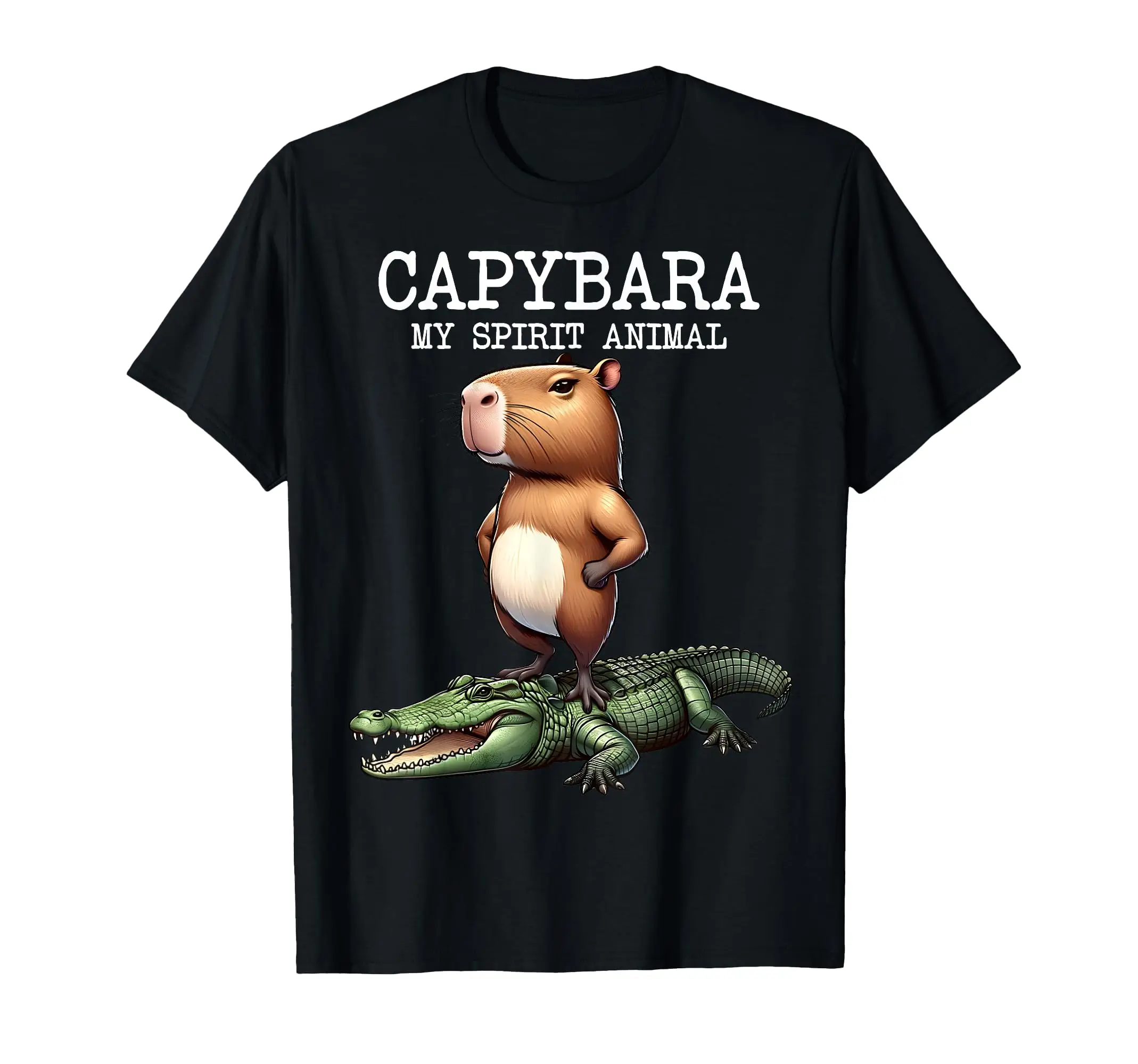 Capybara My Spirit Animal saying Capybara on a crocodile T-Shirt Classic Logo T Shirt and Stickers, Unisex Adult T Shirt