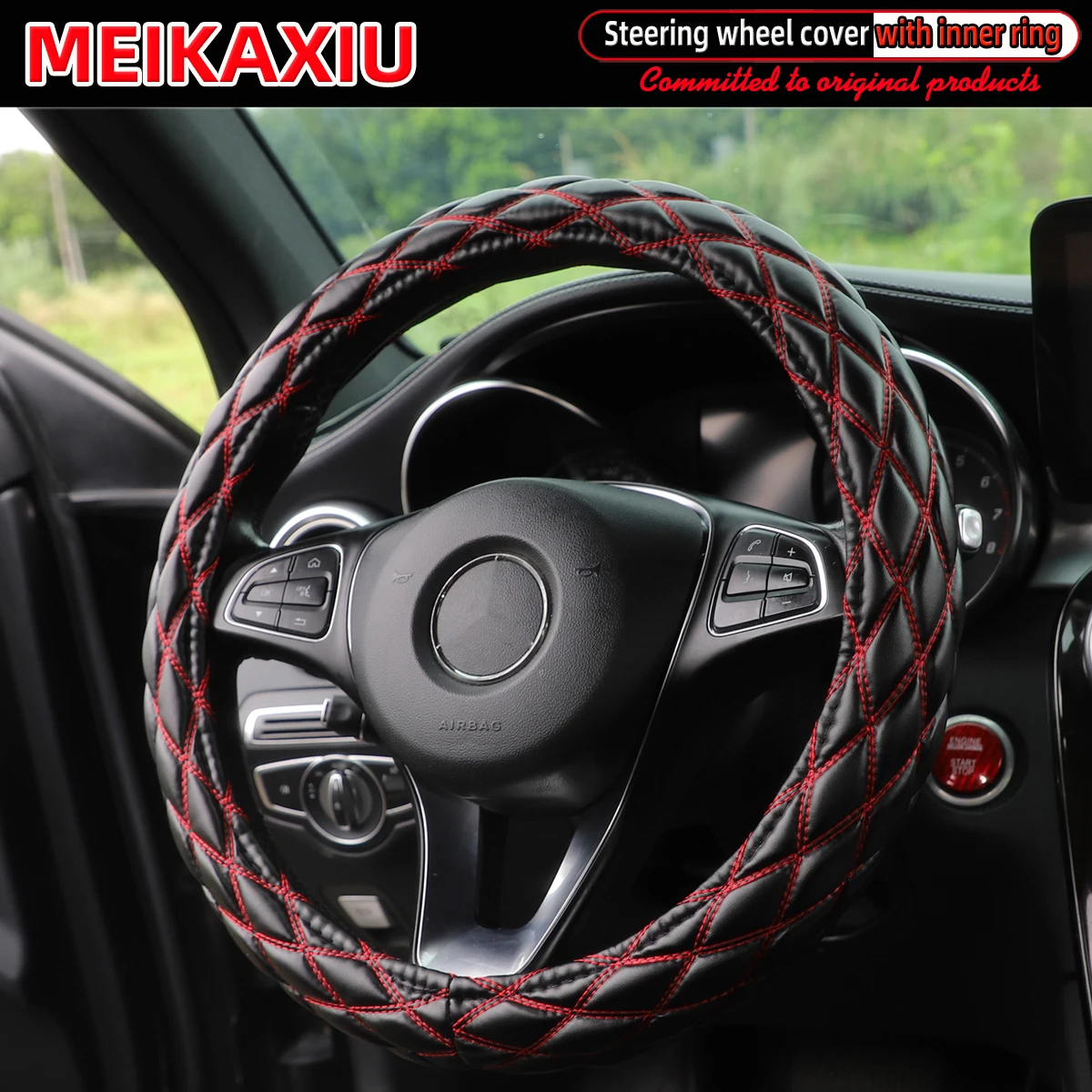 Das neue mit PU-Schaffell bestickte Doppelgarn-Auto verfügt über eine Innenring-Lenkradabdeckung, geeignet für 36 cm, 37 cm und 38 cm – Detail 2