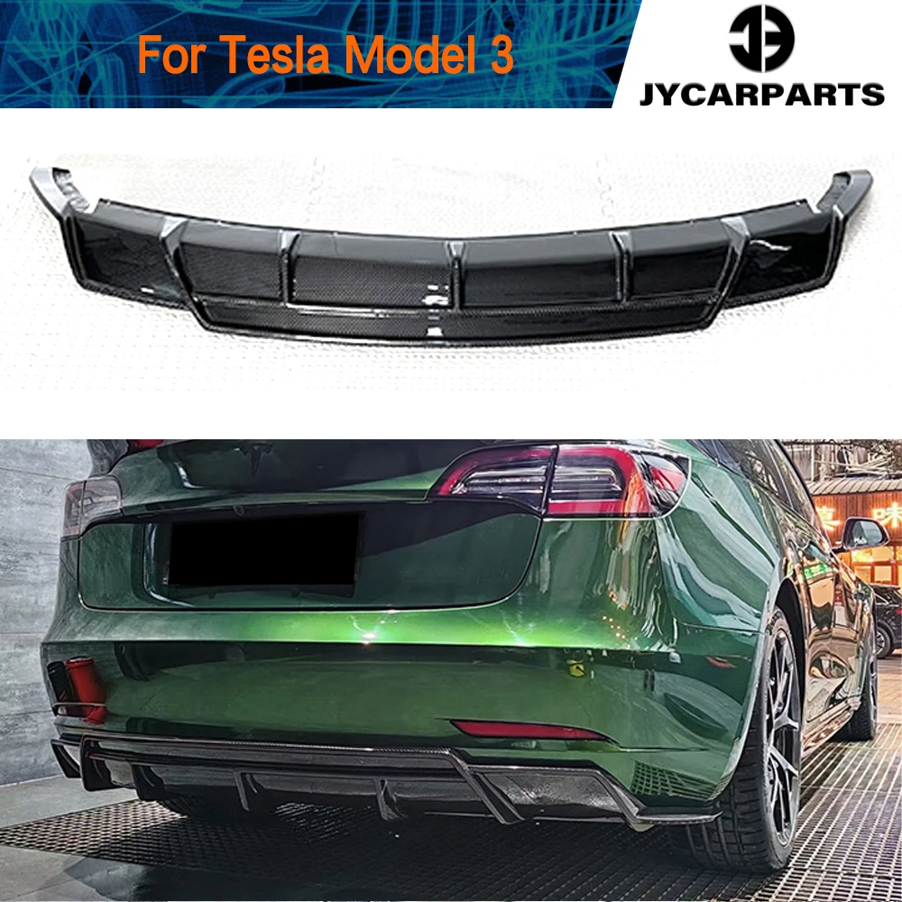 

Carbon Fiber Rear Bumper Diffuser Spoiler Chin for Tesla Model 3 Rear Lip Diffuser Protector 2015 2016 2017 2018 2019