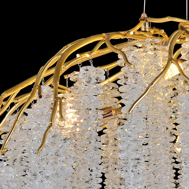 American Crystal LED ceiling chandelier Gloss living room dining room art strip hanging lights Villa Hall chandelier decor