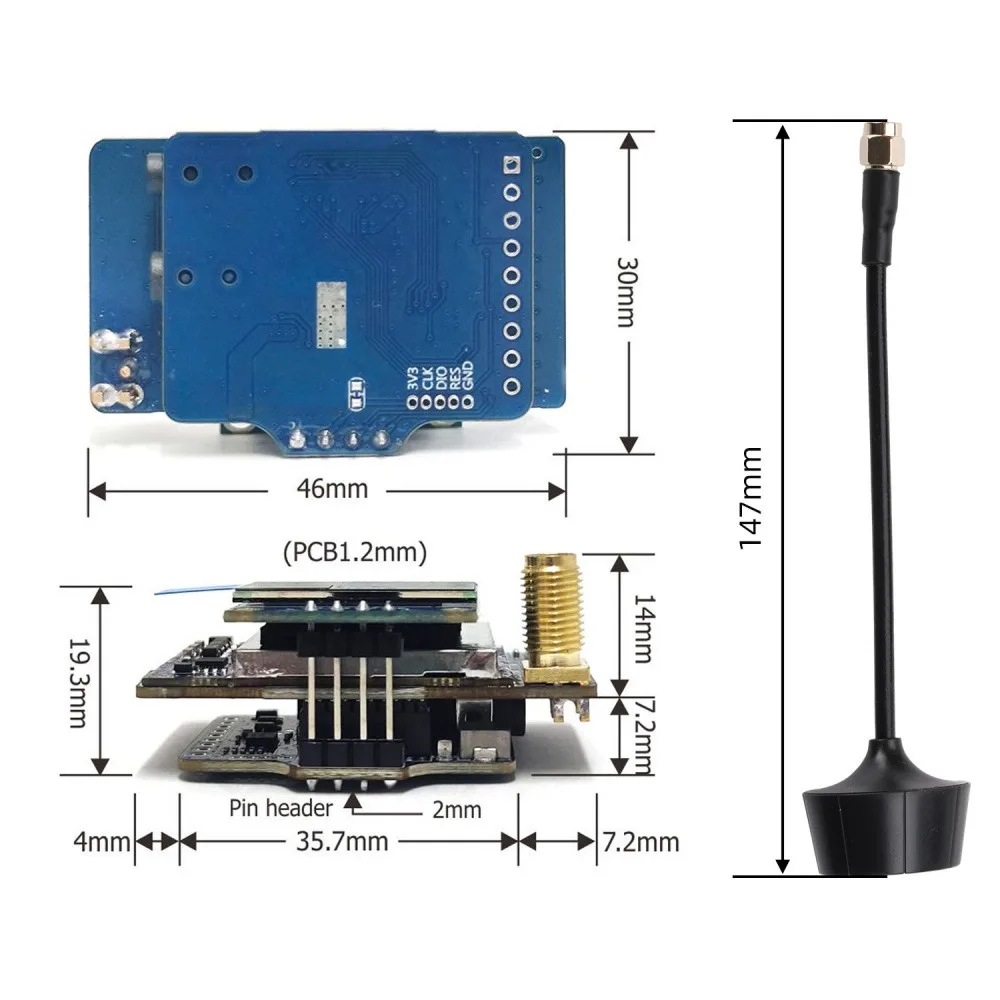 VRX-75DF 7.2GHz Vido Rciver 64CH 7.2GHz 0.96 Inch OLED Display -95dBm Sensitivity DC5-36V 420mA for FPV Drone Ground Station