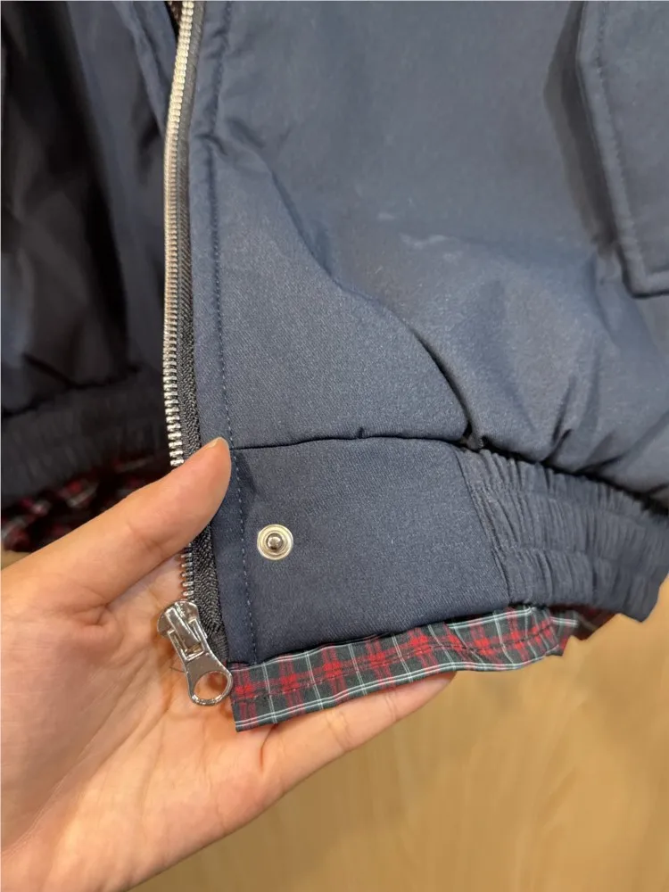 Veste chaude en coton pour femme, Vintage, fermeture éclair, ample, interne, rouge, Plaid, col montant épais, Chic, Simple, Y2K, automne